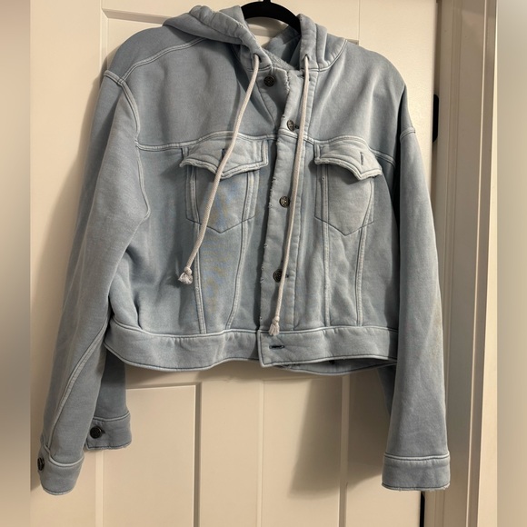 Free People denim jacket size Large - Picture 1 of 6